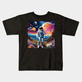 Trippy Astronaut Dreamscape – Cosmic Odyssey 3 Kids T-Shirt